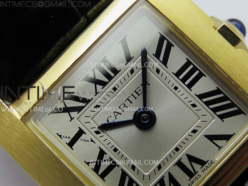 Tank Francaise Ladies 21.2mm YG 8848F 1:1 Best Edition Silver Dial on Black Leather Strap Ronda Quartz V2